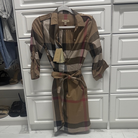 Burberry Dresses & Skirts - Plaid Belted Shirt Dress